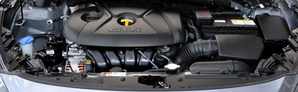 Car engine bay close up